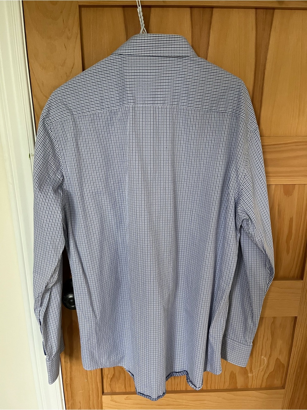 Bugatchi Uomo size 17:34/35 Blue Micro-Check Dress Shirt - Picture 2 of 9